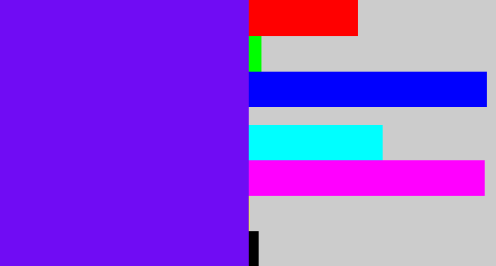 Hex color #700cf4 - purply blue