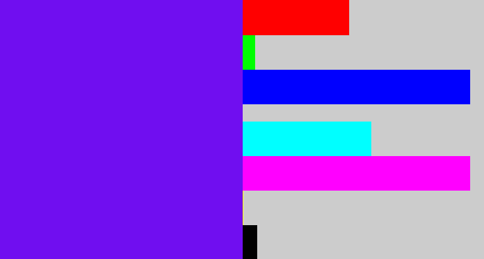 Hex color #700ef0 - purply blue