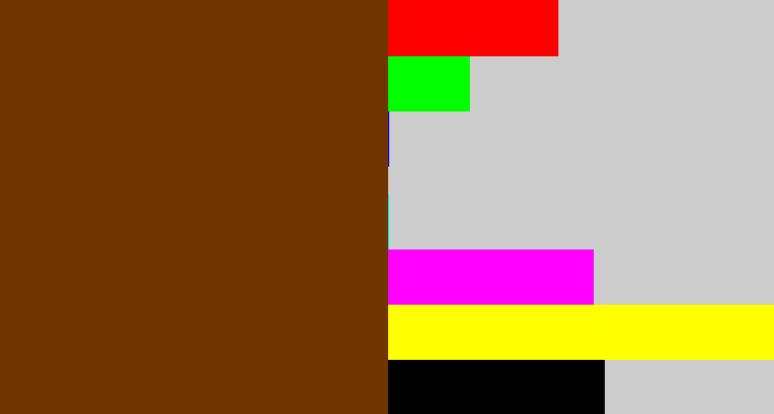 Hex color #703500 - brown