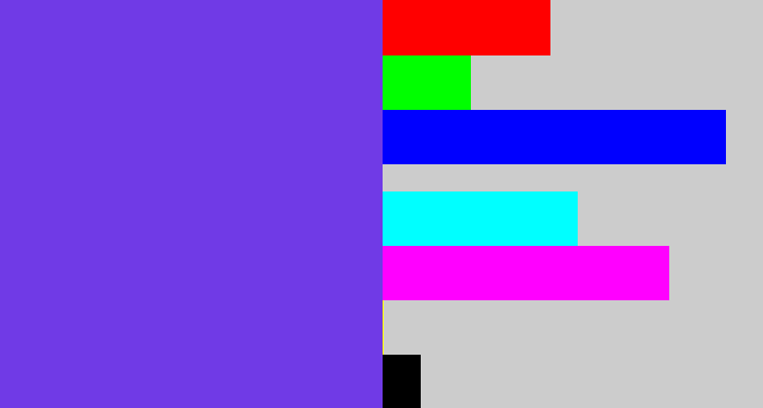 Hex color #703ae6 - bluish purple