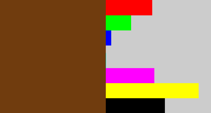 Hex color #703c0e - brown