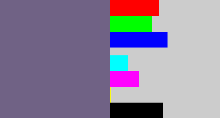 Hex color #706285 - purplish grey