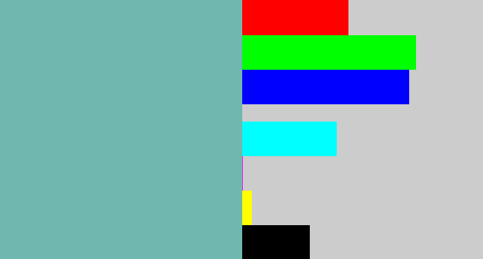 Hex color #70b7af - greyblue