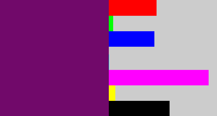 Hex color #71096a - darkish purple