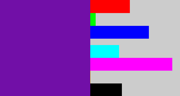 Hex color #710fa7 - purple