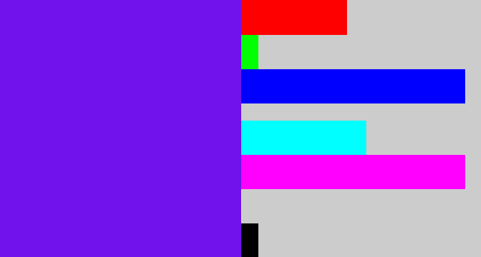 Hex color #7111ec - purply blue