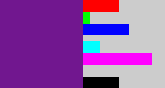 Hex color #71178f - purple