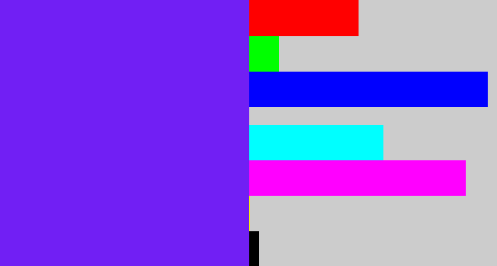 Hex color #711ff4 - purply blue
