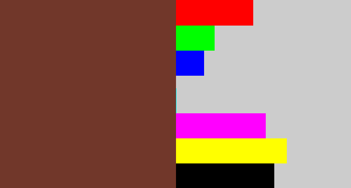 Hex color #71372a - purple brown