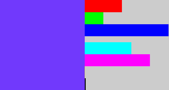 Hex color #7139fc - bluish purple