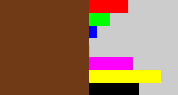 Hex color #713a16 - mud brown