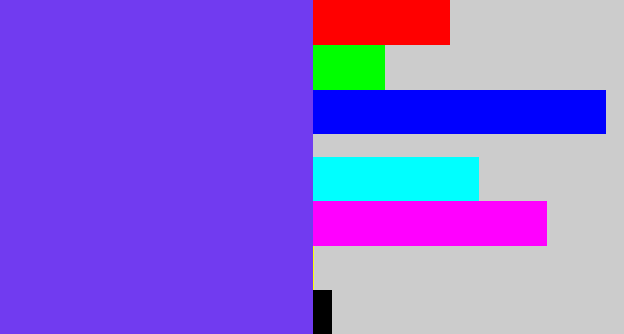 Hex color #713bf0 - bluish purple