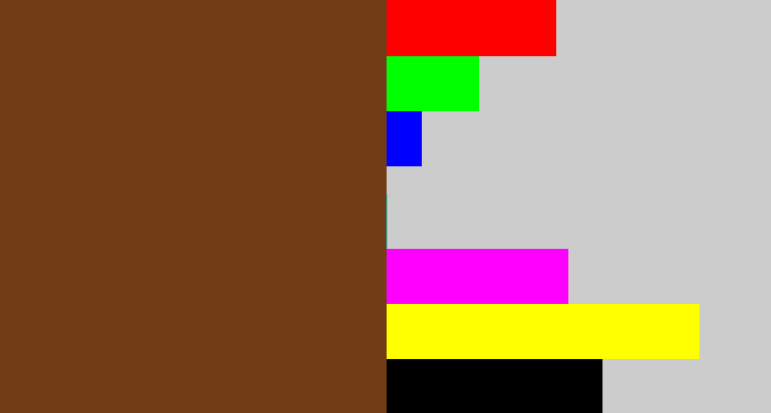 Hex color #713c16 - mud brown