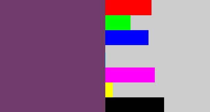 Hex color #713c69 - grape