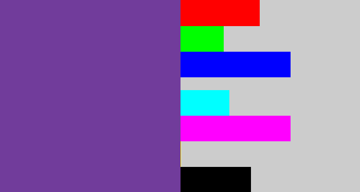 Hex color #713c9b - purple