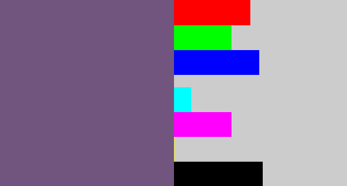 Hex color #71557e - muted purple