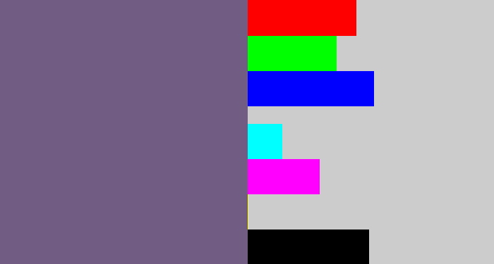 Hex color #715d83 - purplish grey
