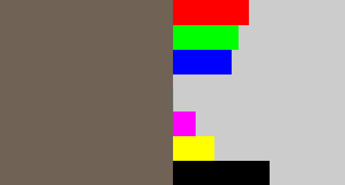 Hex color #716256 - greyish brown