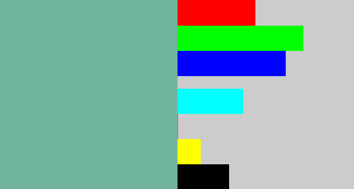 Hex color #71b49c - greyish teal