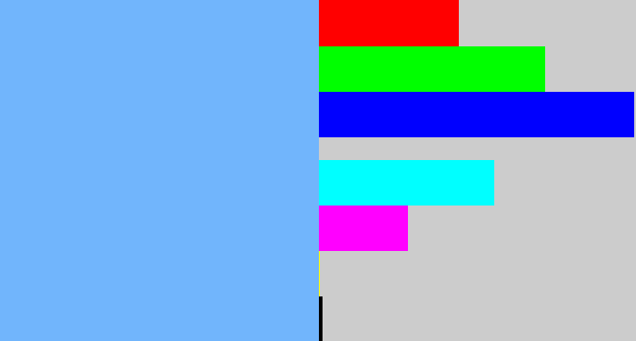 Hex color #71b5fc - sky blue
