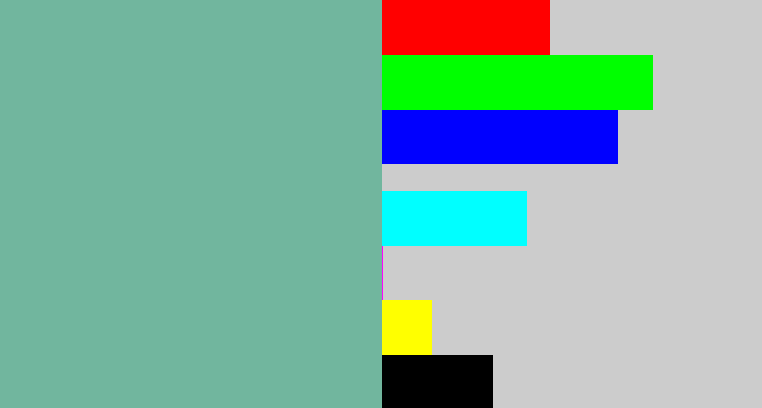 Hex color #71b69e - greyish teal