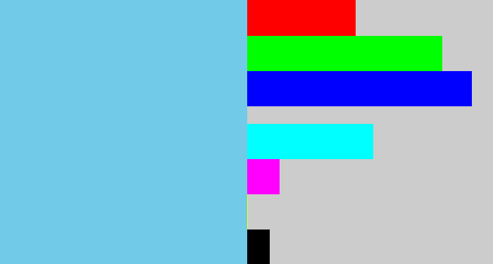 Hex color #71cae8 - lightblue