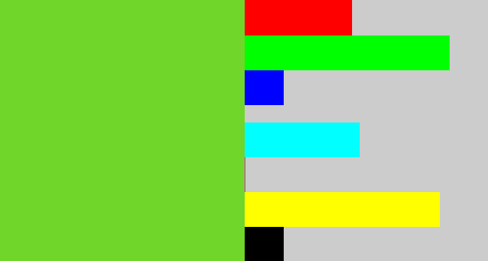 Hex color #71d62a - apple green