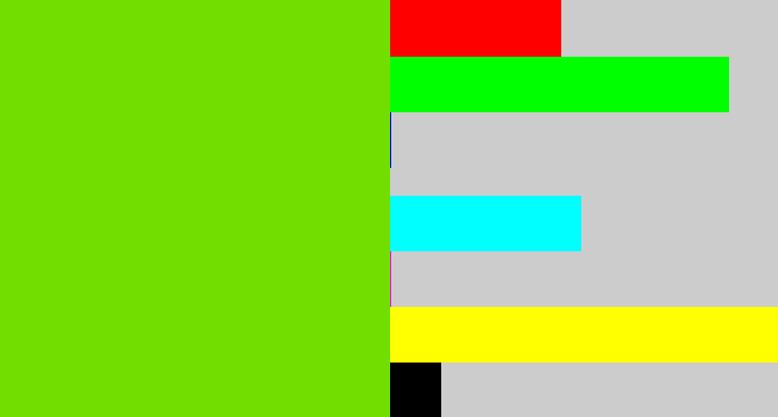 Hex color #71de00 - bright lime green