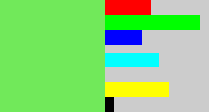 Hex color #71e95a - lightish green
