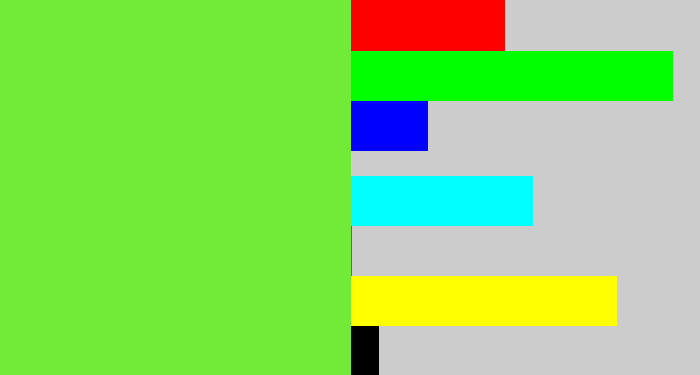 Hex color #71ea38 - toxic green