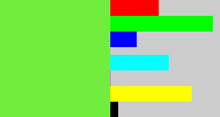 Hex color #71ee3d - fresh green