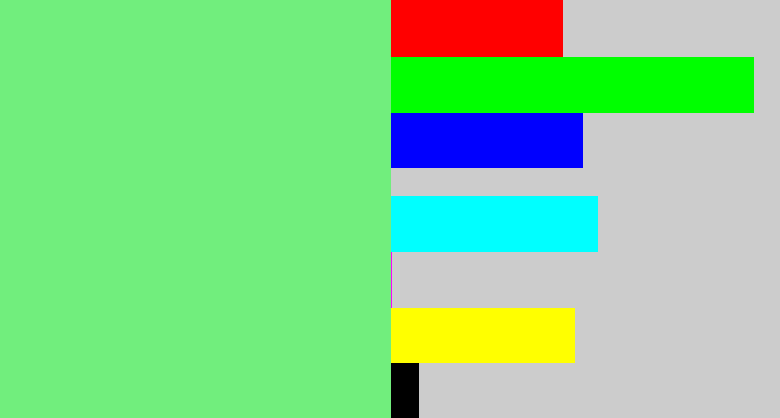 Hex color #71ee7d - lightgreen