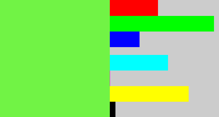 Hex color #71f345 - fresh green