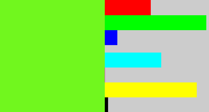 Hex color #71f71e - bright lime green