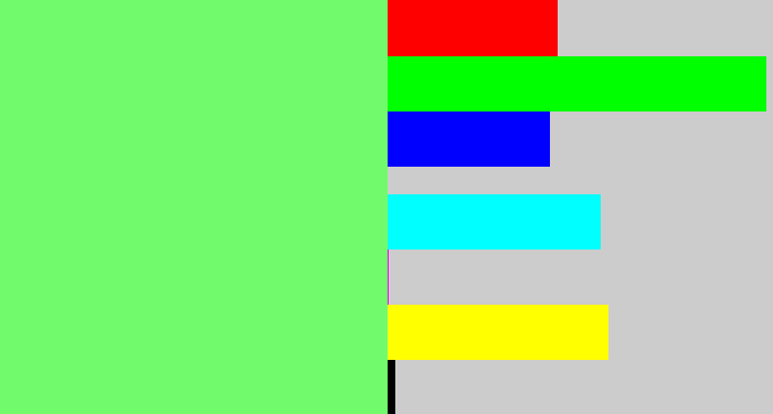 Hex color #71fb6c - lighter green