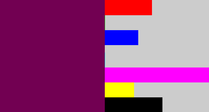 Hex color #720052 - rich purple