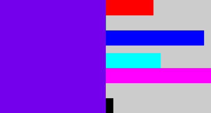Hex color #7200ed - blue violet
