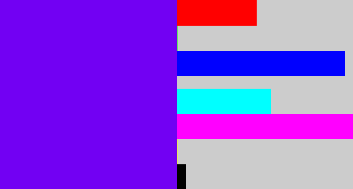 Hex color #7200f3 - blue violet