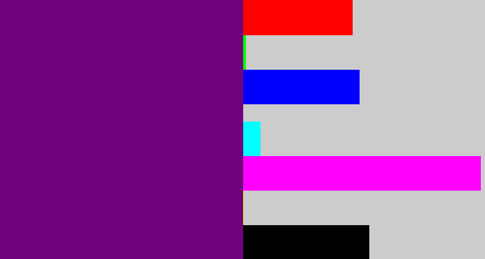 Hex color #72027b - darkish purple