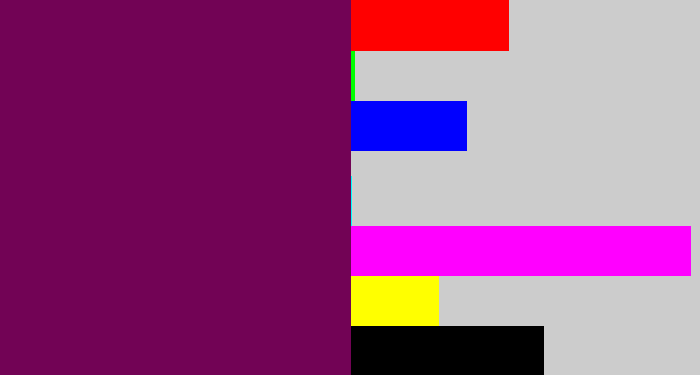 Hex color #720355 - rich purple