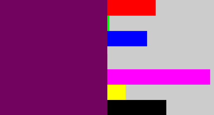 Hex color #72045f - rich purple
