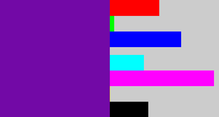 Hex color #7209a6 - purple
