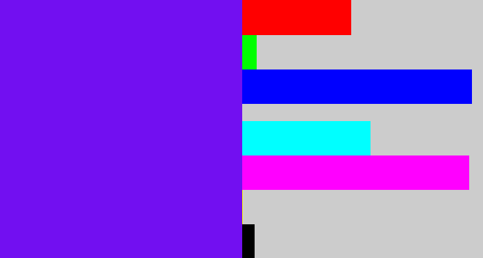Hex color #720ff1 - purply blue