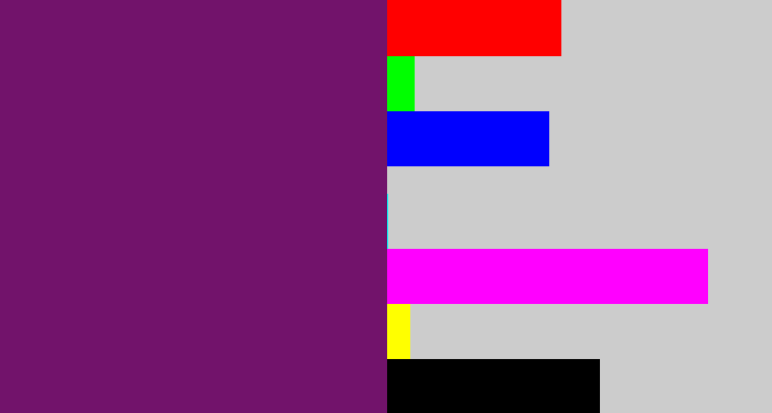 Hex color #72136b - darkish purple