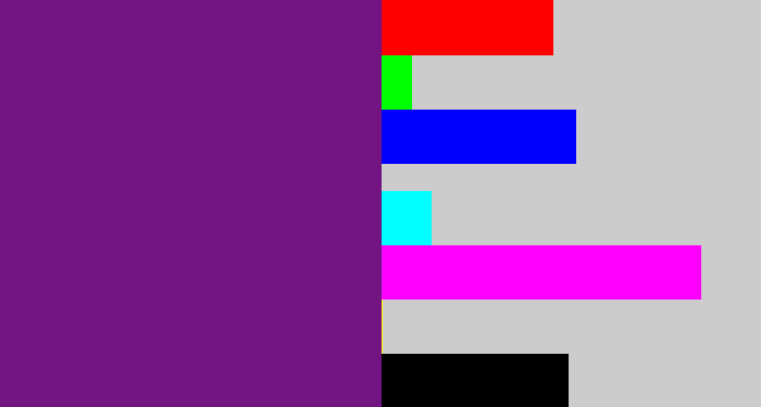 Hex color #721583 - darkish purple