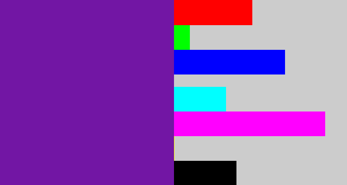 Hex color #7216a4 - purple