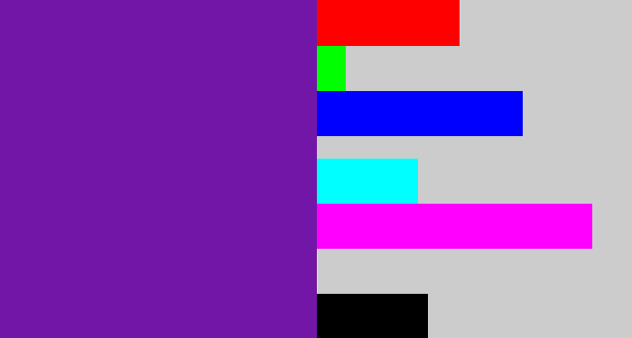 Hex color #7216a7 - purple