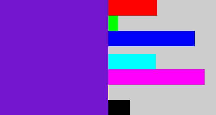 Hex color #7216cc - purple/blue