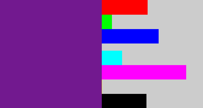 Hex color #72198f - purple