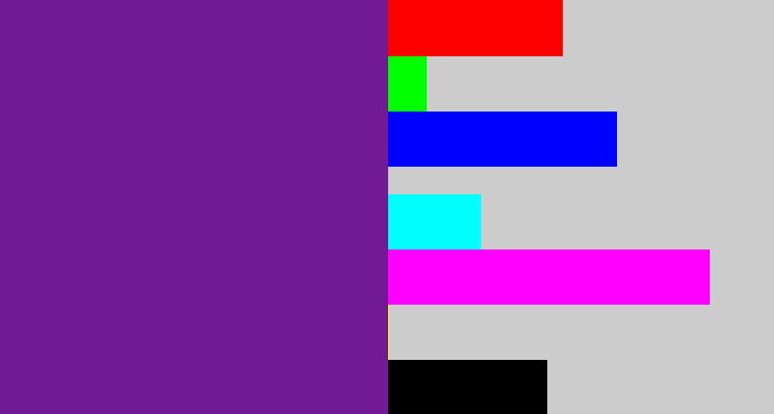 Hex color #721996 - purple